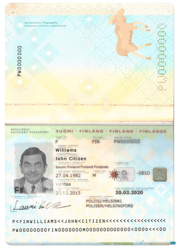 Download Finland passport 2012   2017 Photoshop template
